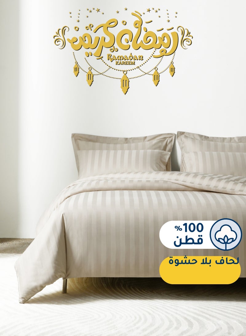 Master Home Textile Cotton Hotel Duvet Cover Sets, Fits 120 cm x 200 cm Size Bed, 4 Pcs Single Size, Hotel Stripe Pattern - Image 1